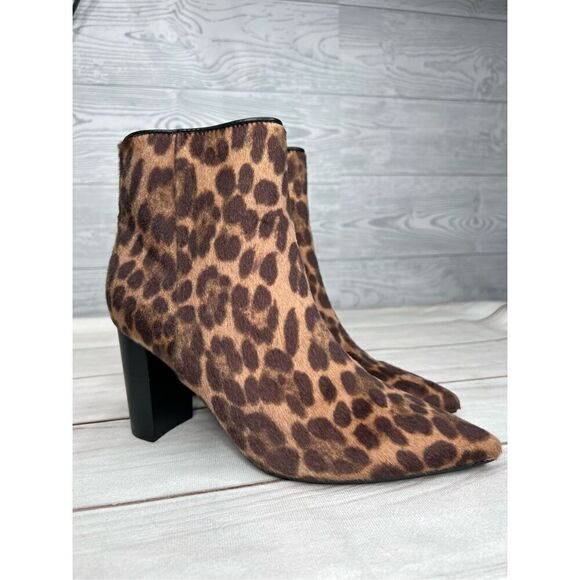 Nine West Womens  Faux Fur animal print   Ankle Boots Brown size 8 - Picture 3 of 9